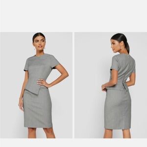Ted Baker Janza Gray Structured Peplum Sheath Dress